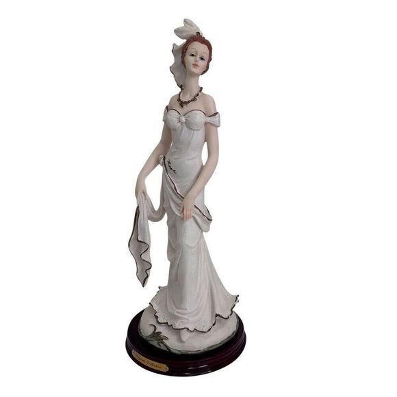 Elegante Collection Victorian Lady Figurine 14" Cream Polyresin Round Base - Picture 2 of 15